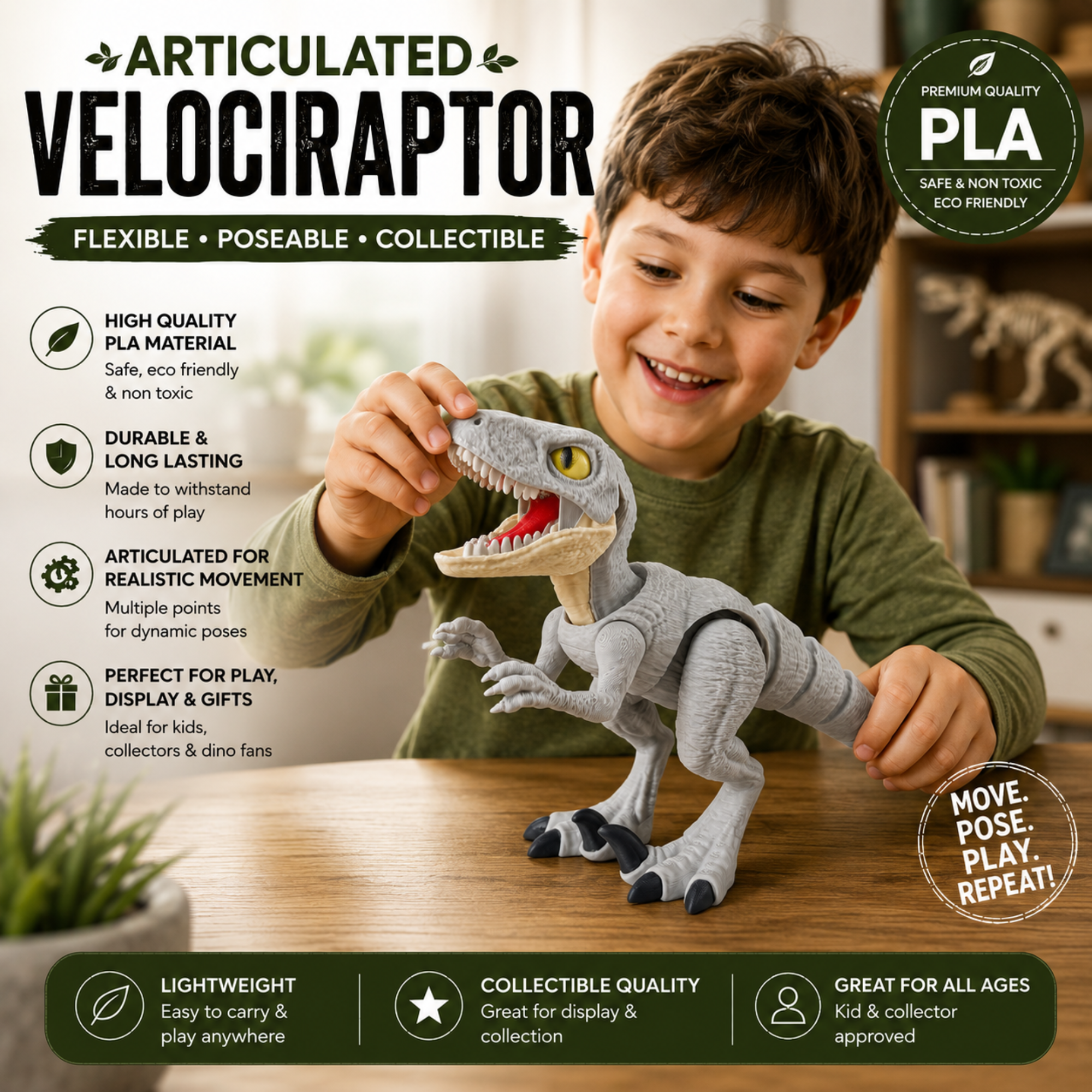 Articulated Velociraptor Dinosaur Toy