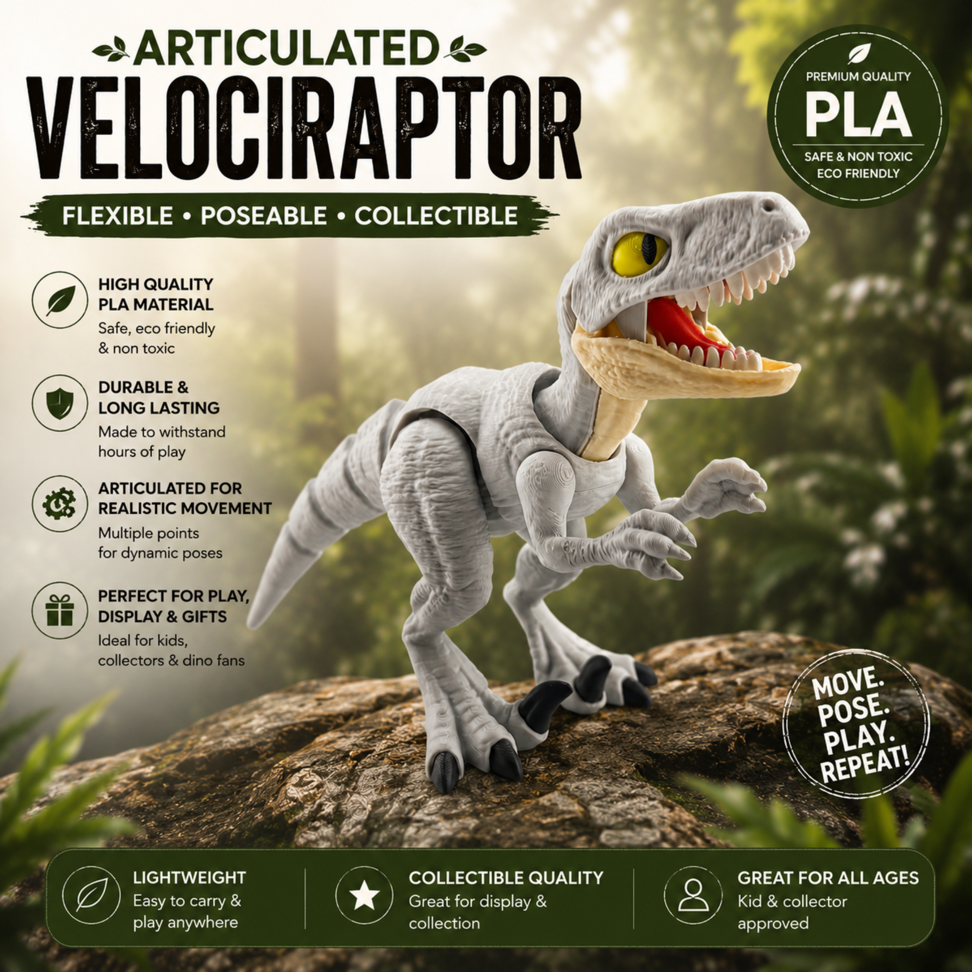 Articulated Velociraptor Dinosaur Toy