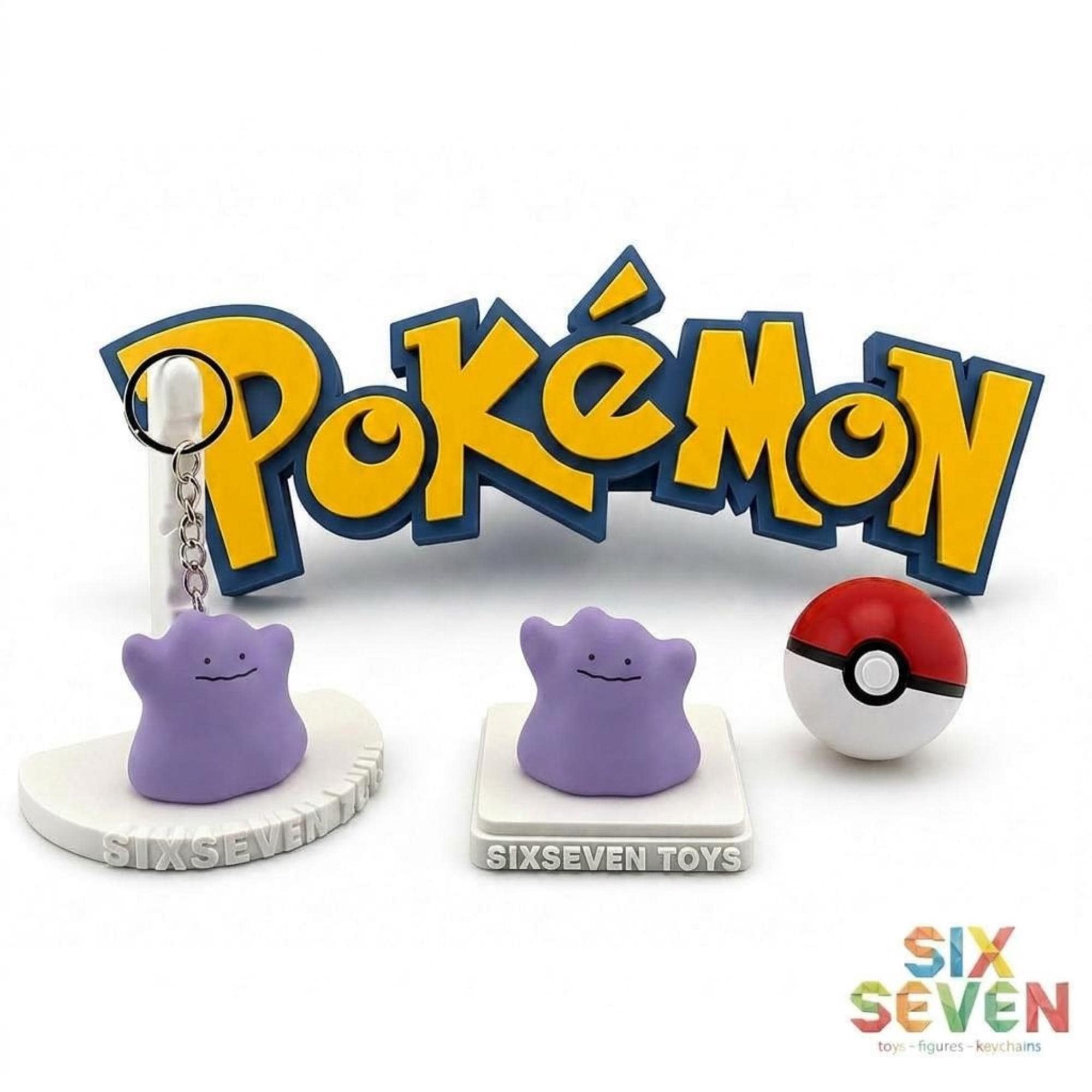 Pokemon Inspired Ditto Figure & Keychain