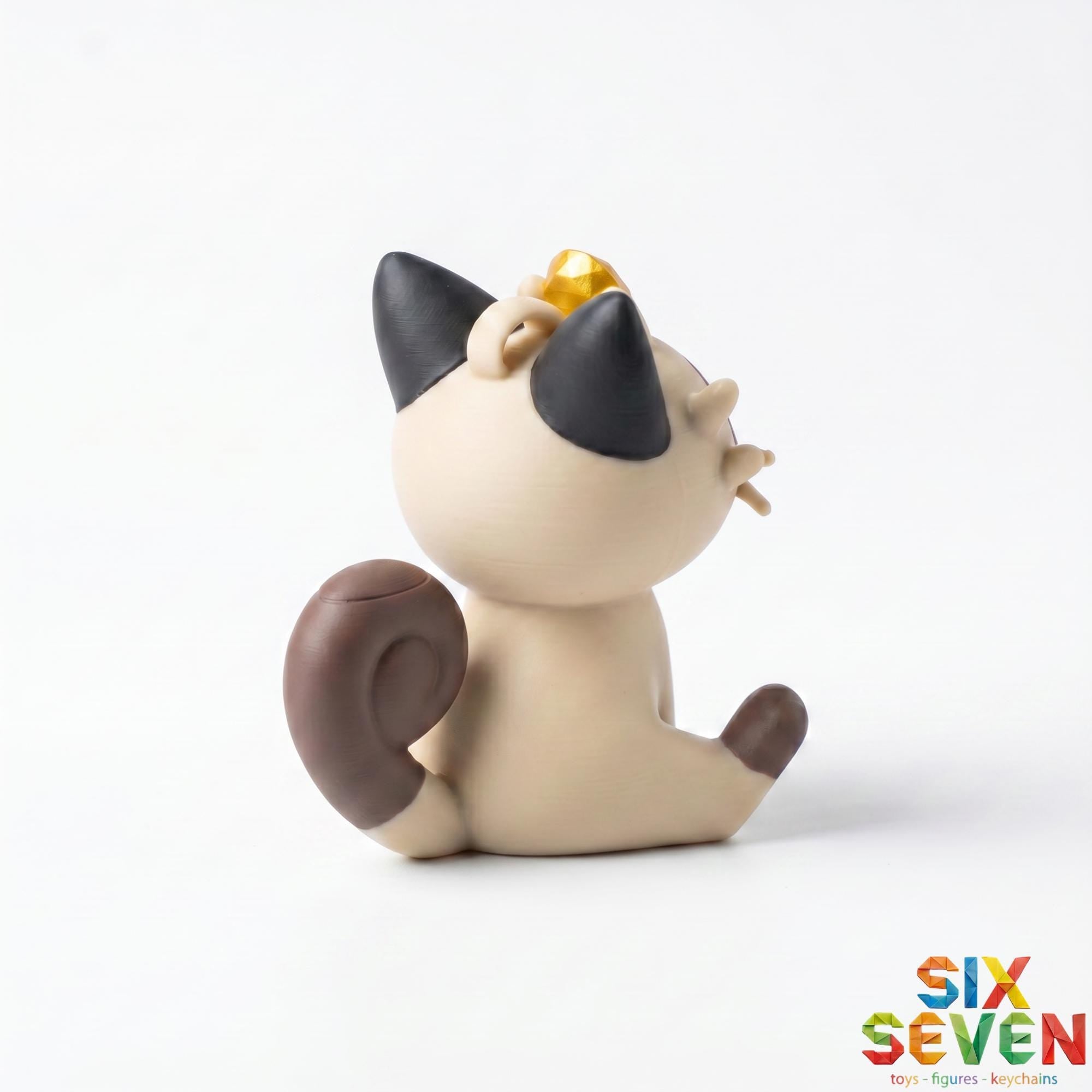 Pokemon Inspired Meowth Figure & Keychain