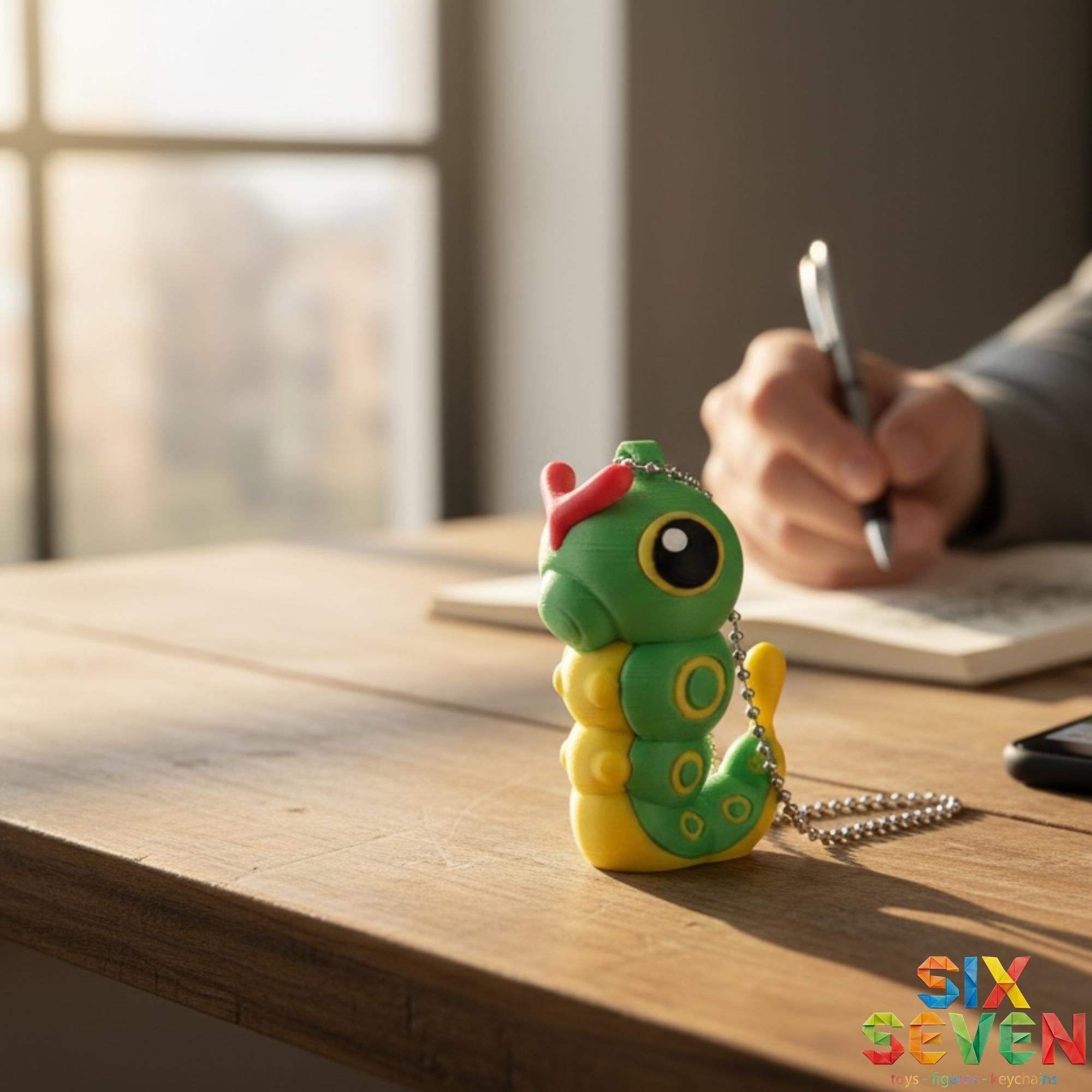 Pokemon Inspired Caterpie Figure & Keychain