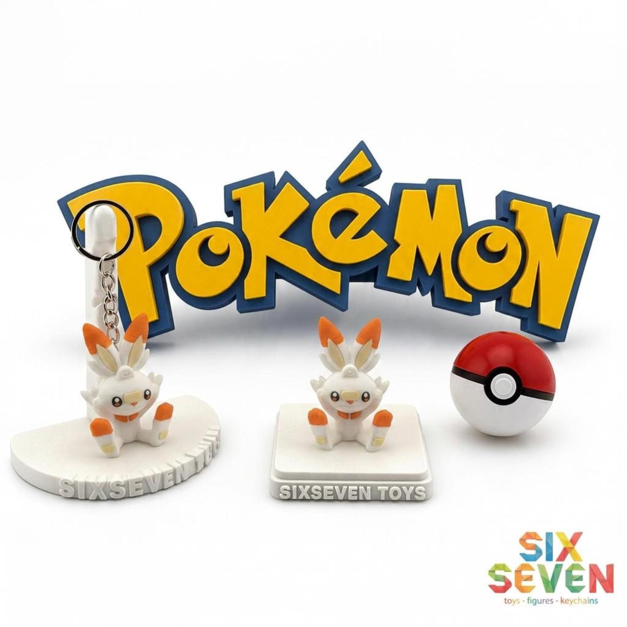 Pokemon Inspired Scorbunny Figure & Keychain