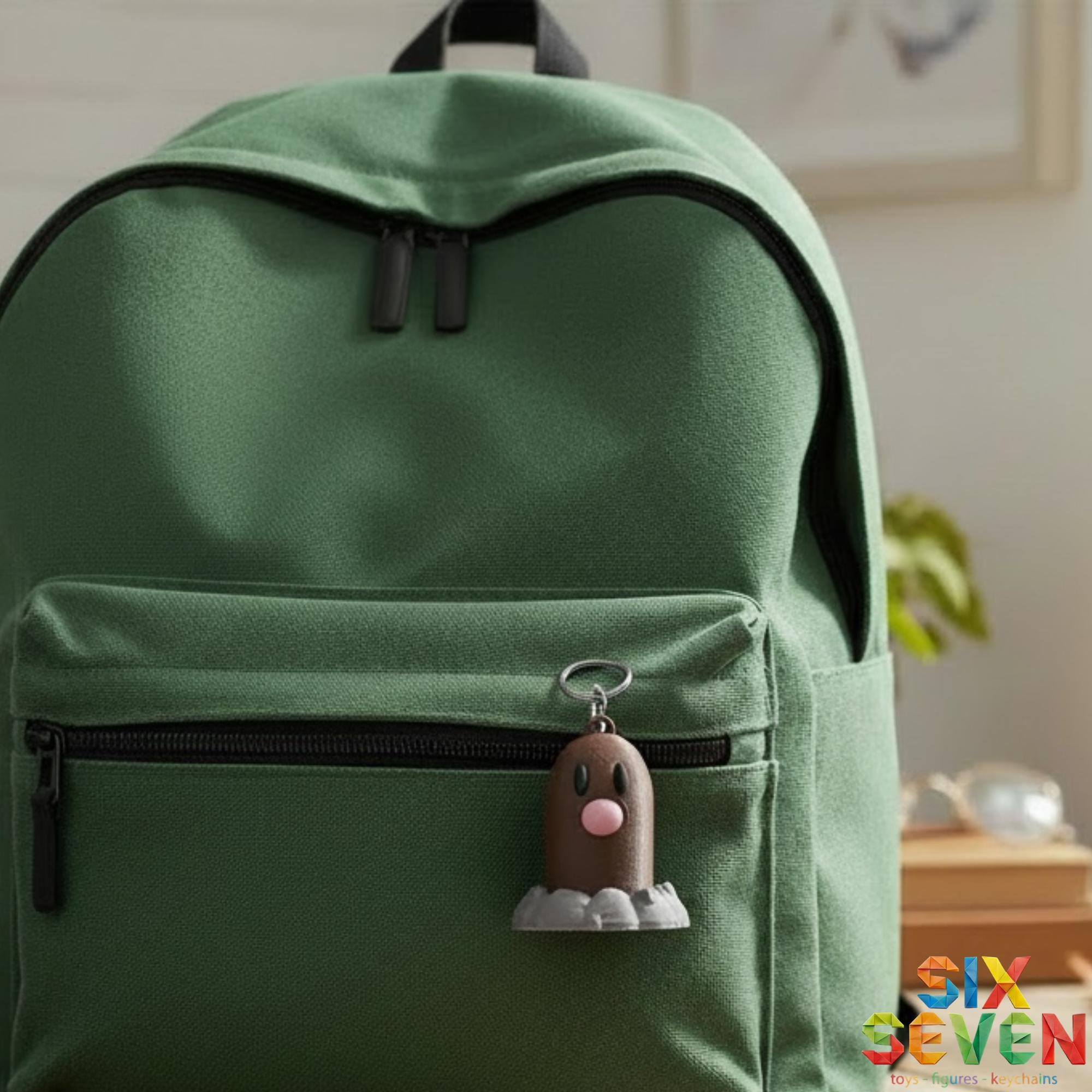 Pokemon Inspired Diglett Figure & Keychain