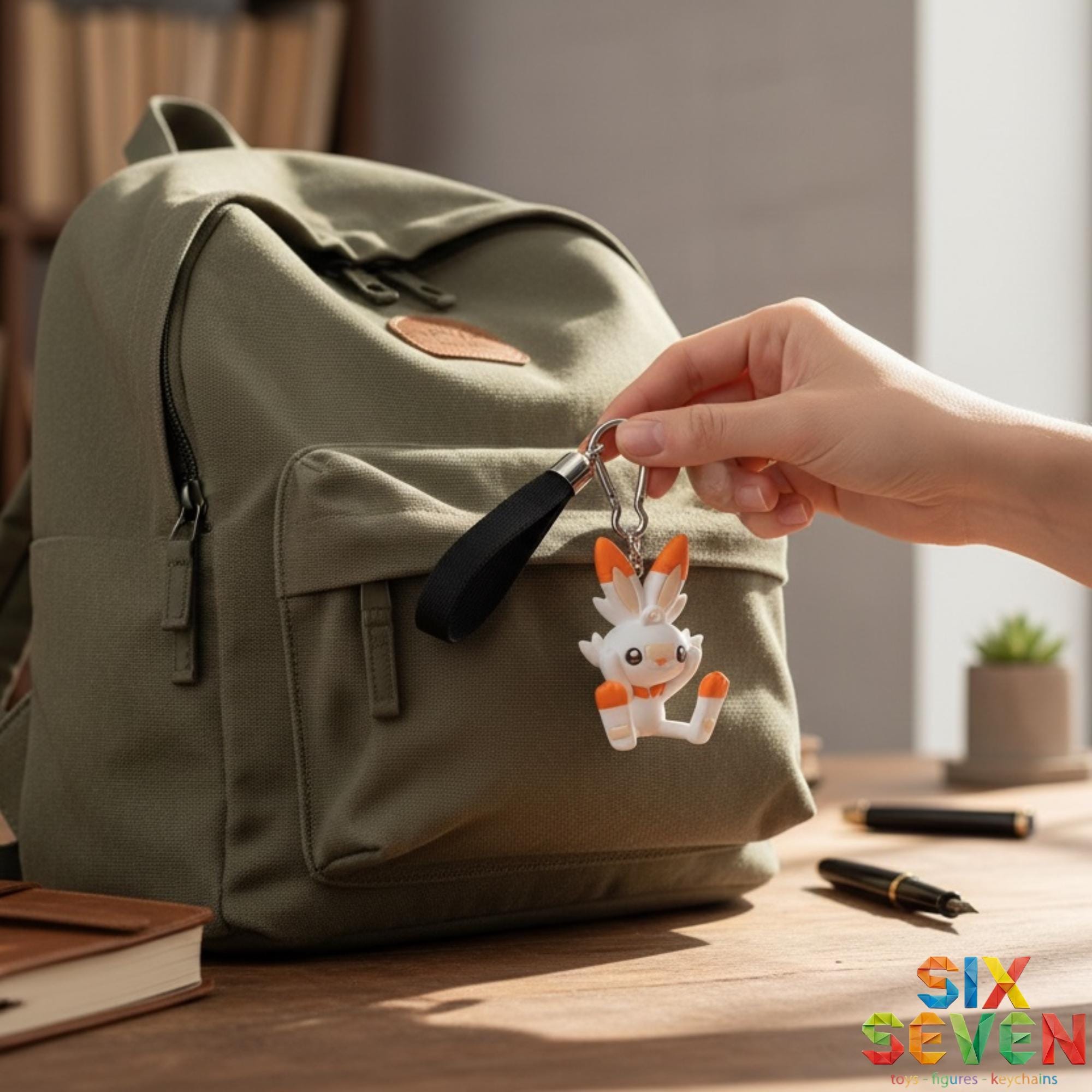 Pokemon Inspired Scorbunny Figure & Keychain