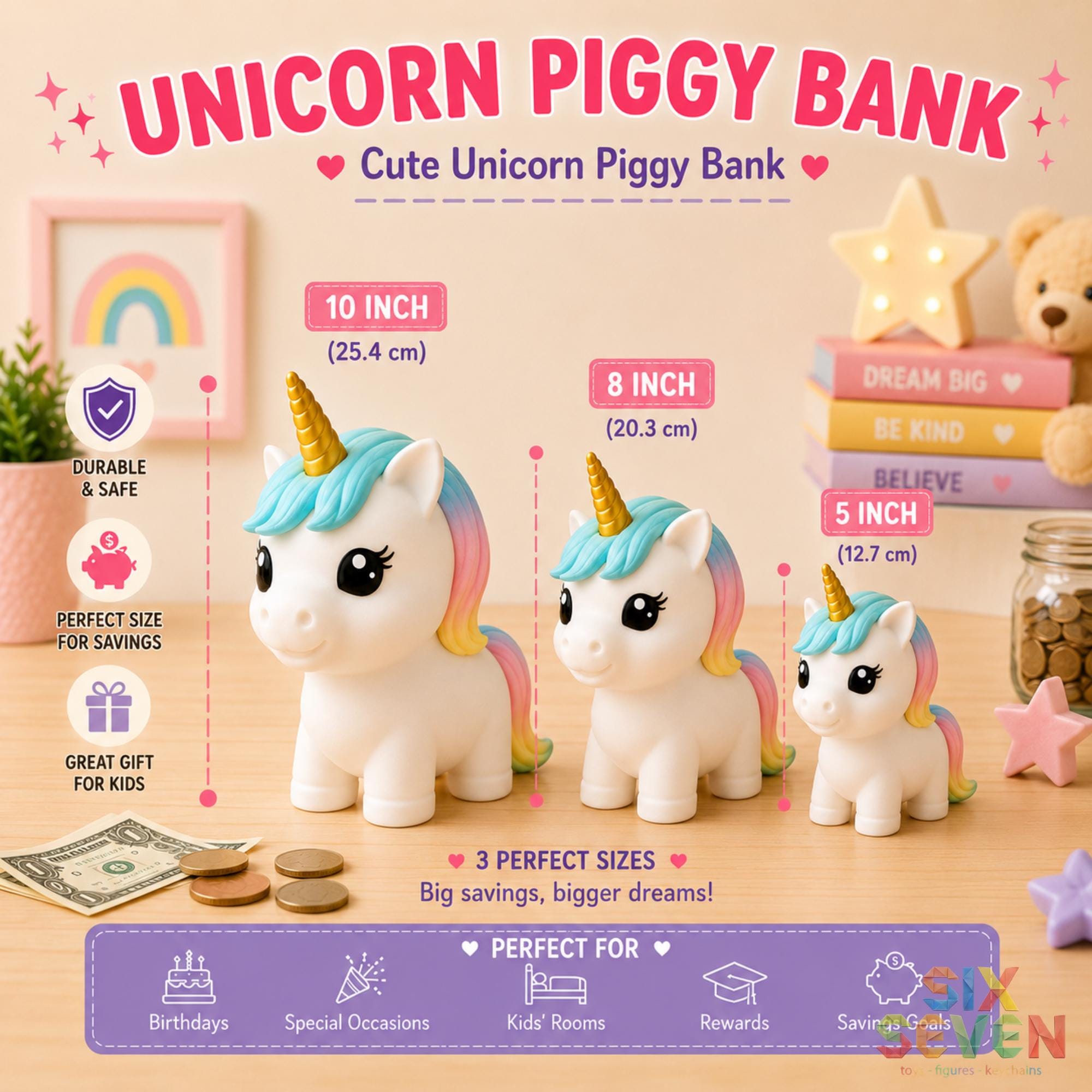Unicorn Piggy Bank for Kids