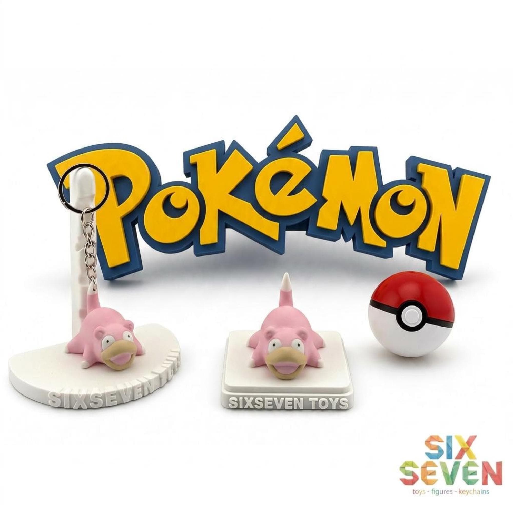 Pokemon Inspired Slowpoke Figure & Keychain