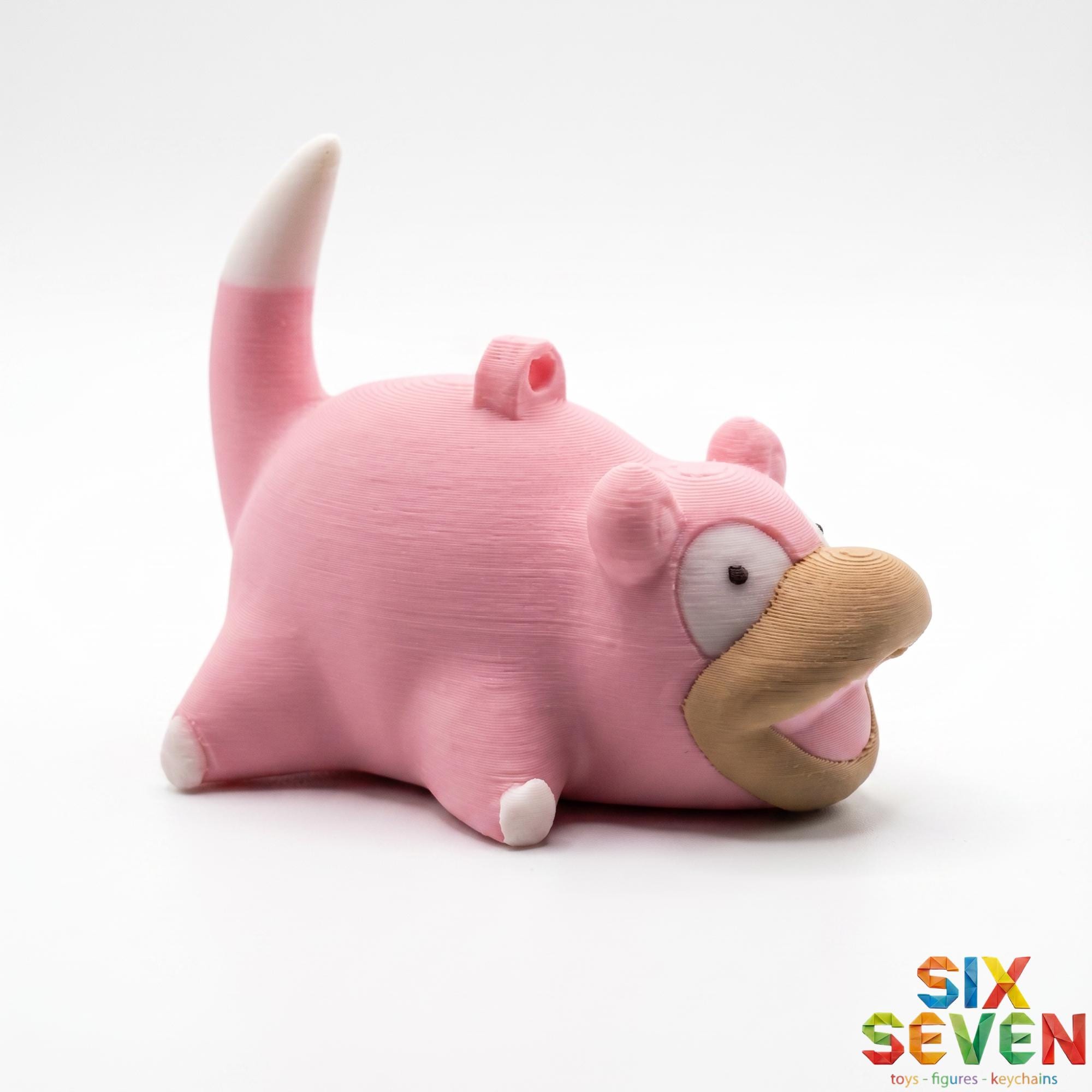 Pokemon Inspired Slowpoke Figure & Keychain