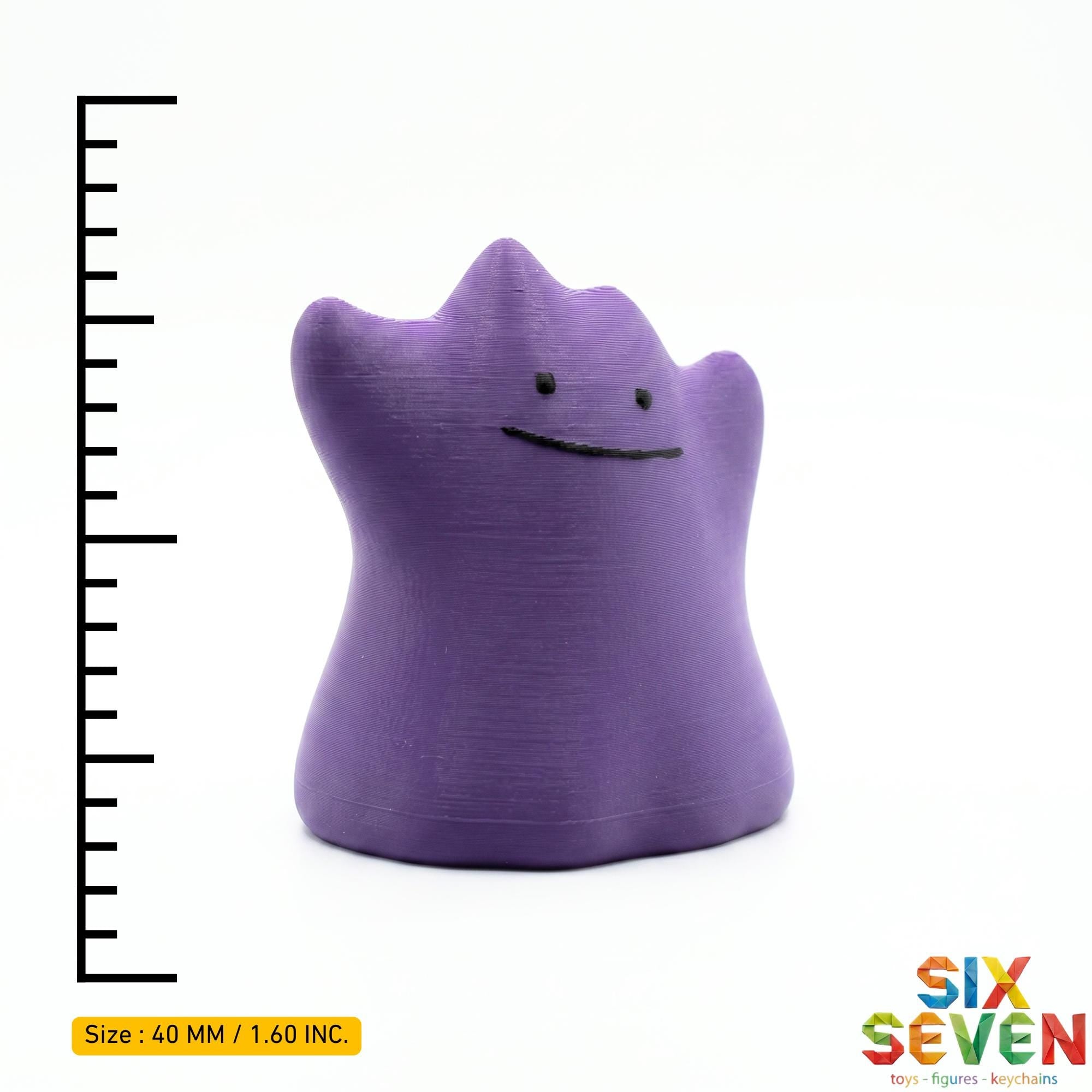 Pokemon Inspired Ditto Figure & Keychain