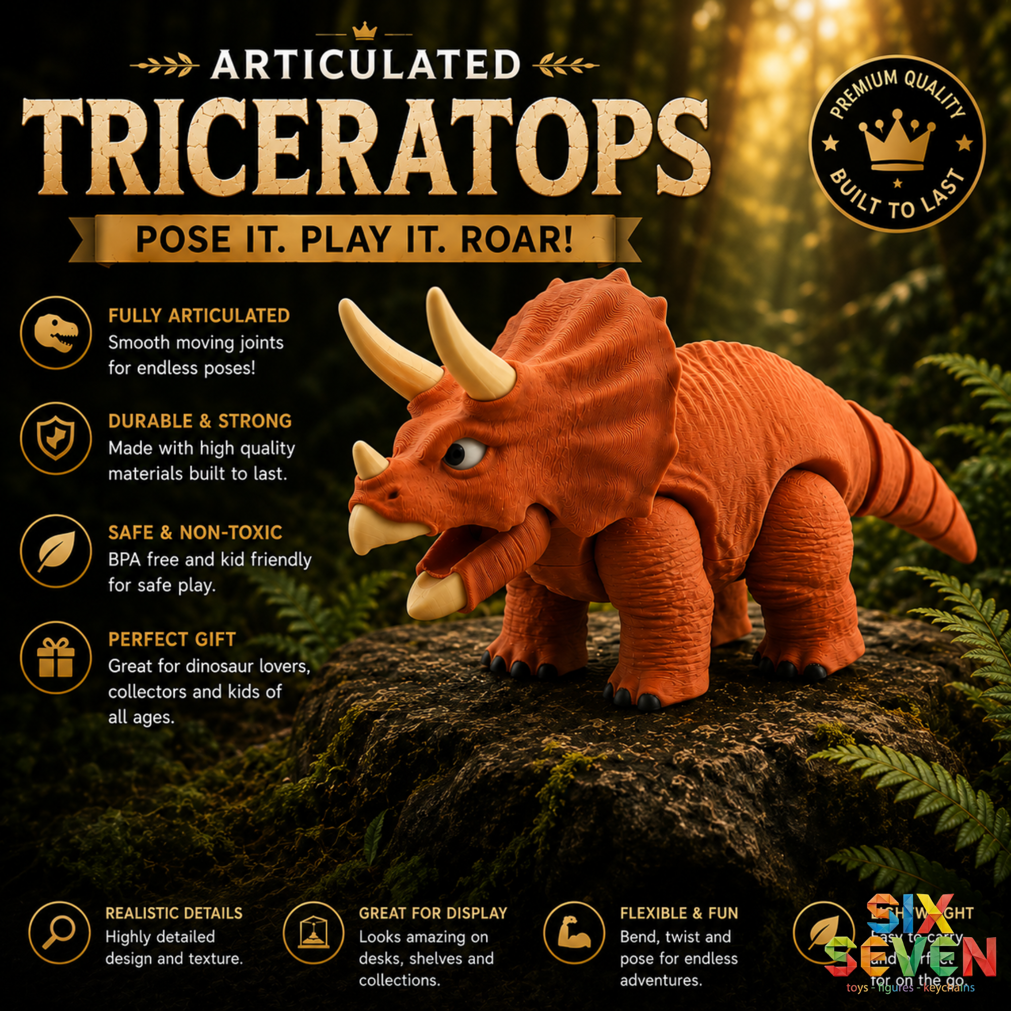 Articulated Triceratops Dinosaur Toy