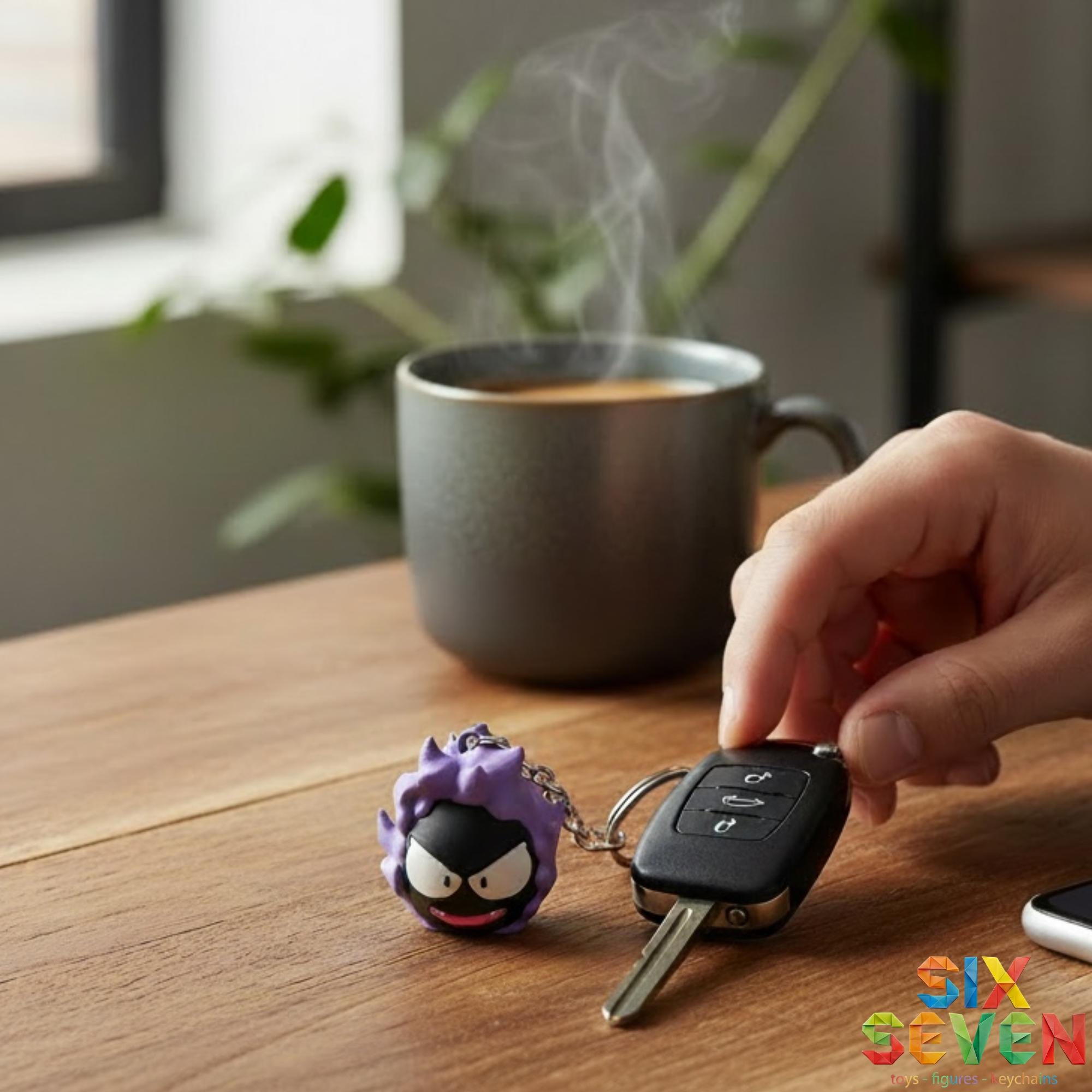 Pokemon Inspired Gastly Figure & Keychain