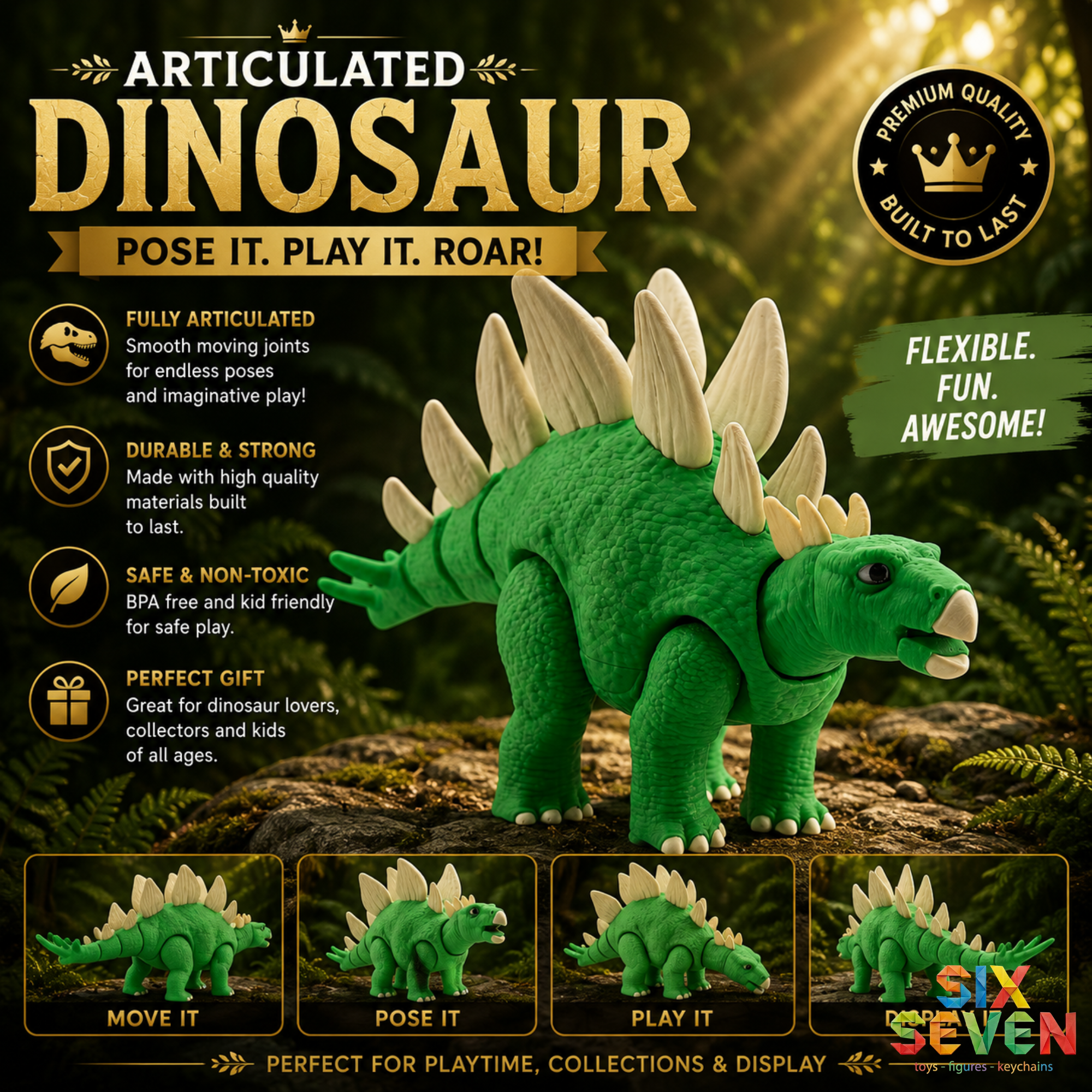 Articulated Stegosaurus Dinosaur Toy
