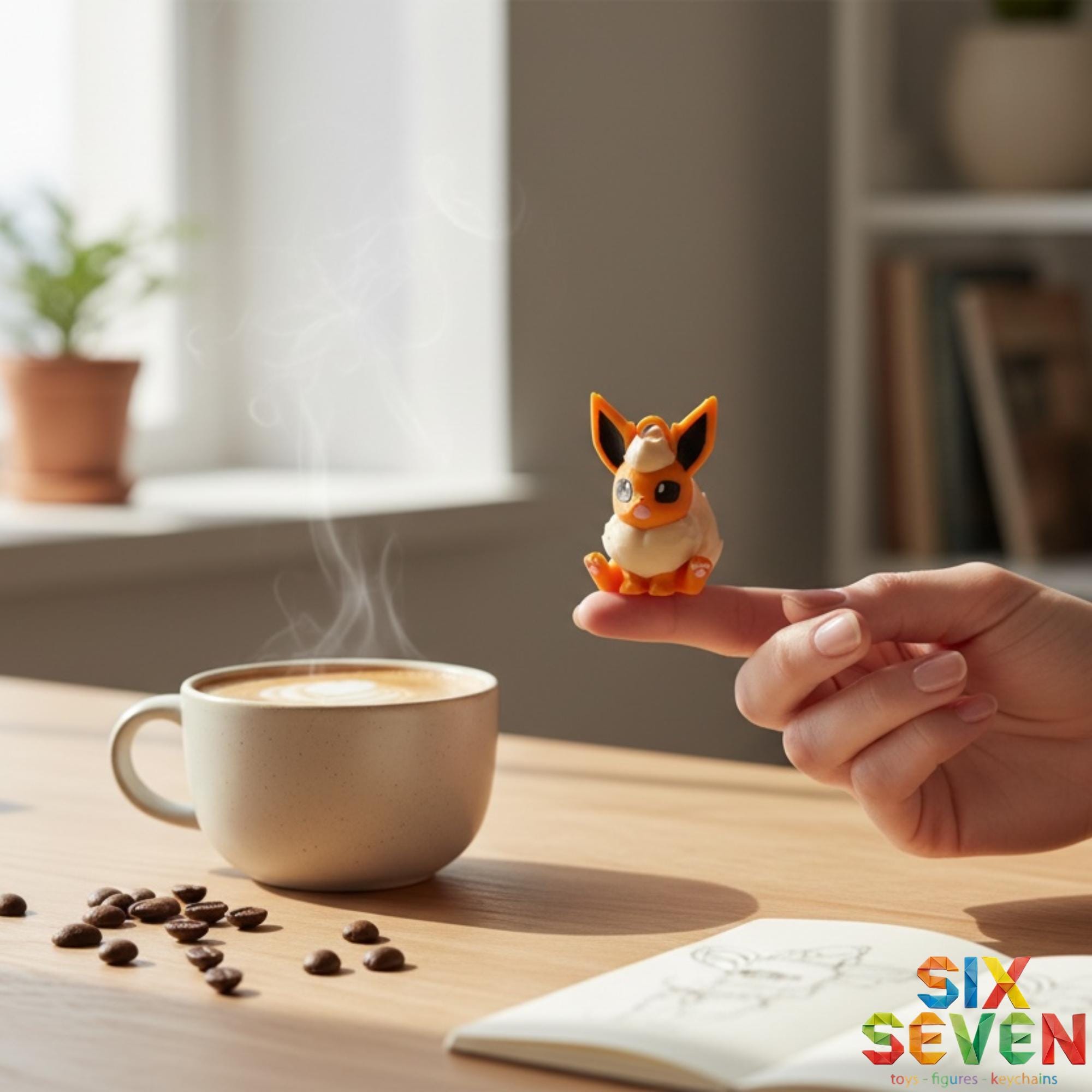 Pokemon Inspired Flareon Figure & Keychain