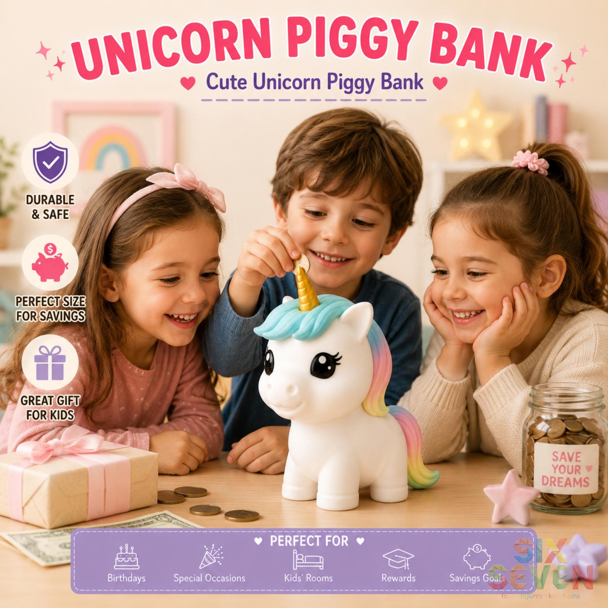 Unicorn Piggy Bank for Kids