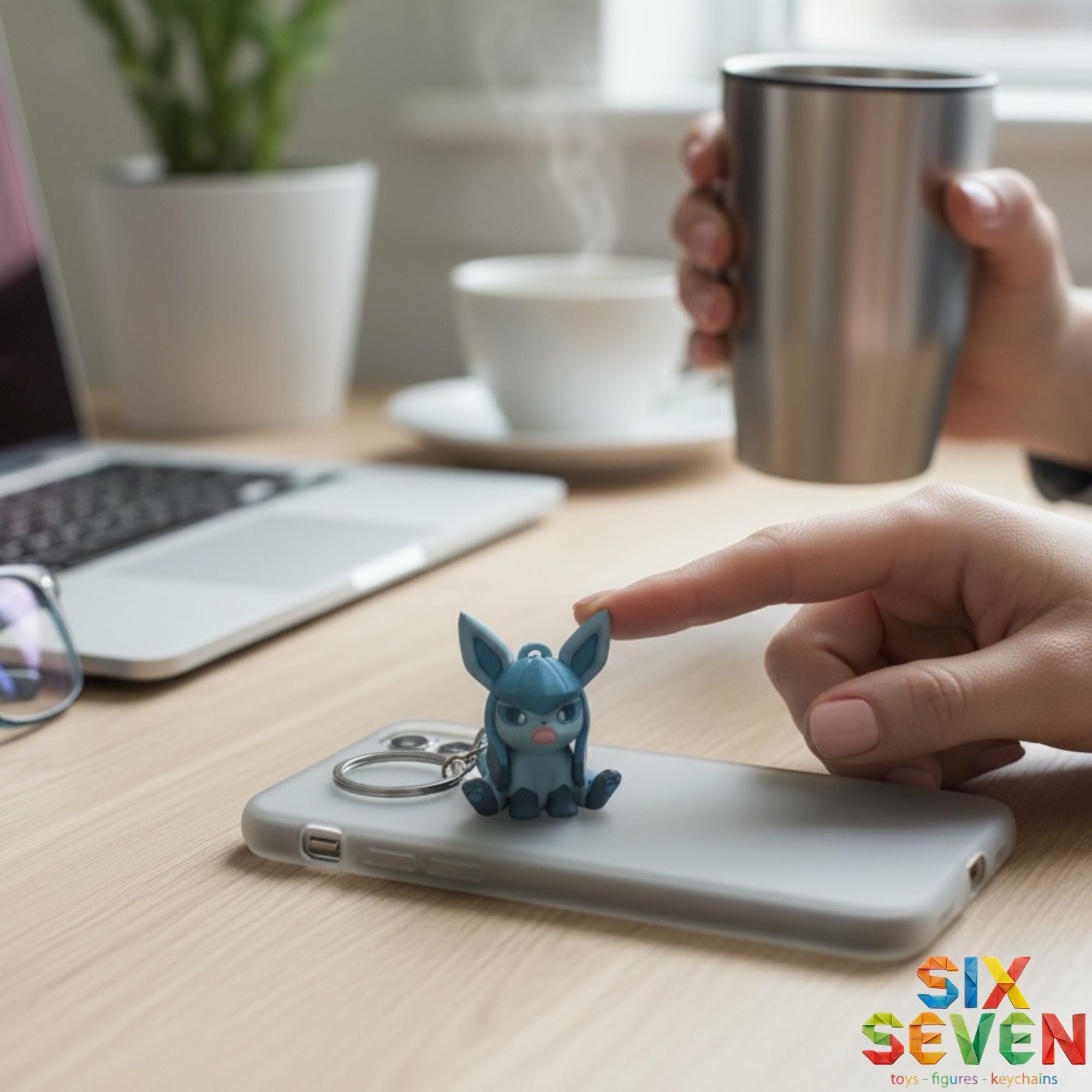 Pokemon Inspired Glaceon Figure & Keychain