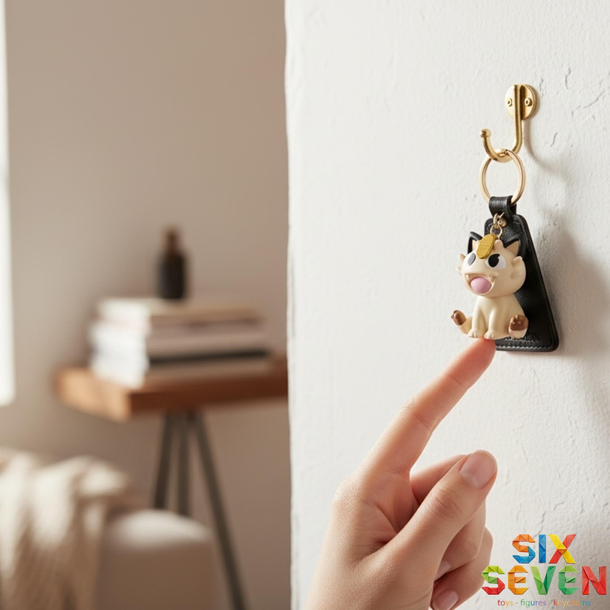 Pokemon Inspired Meowth Figure & Keychain