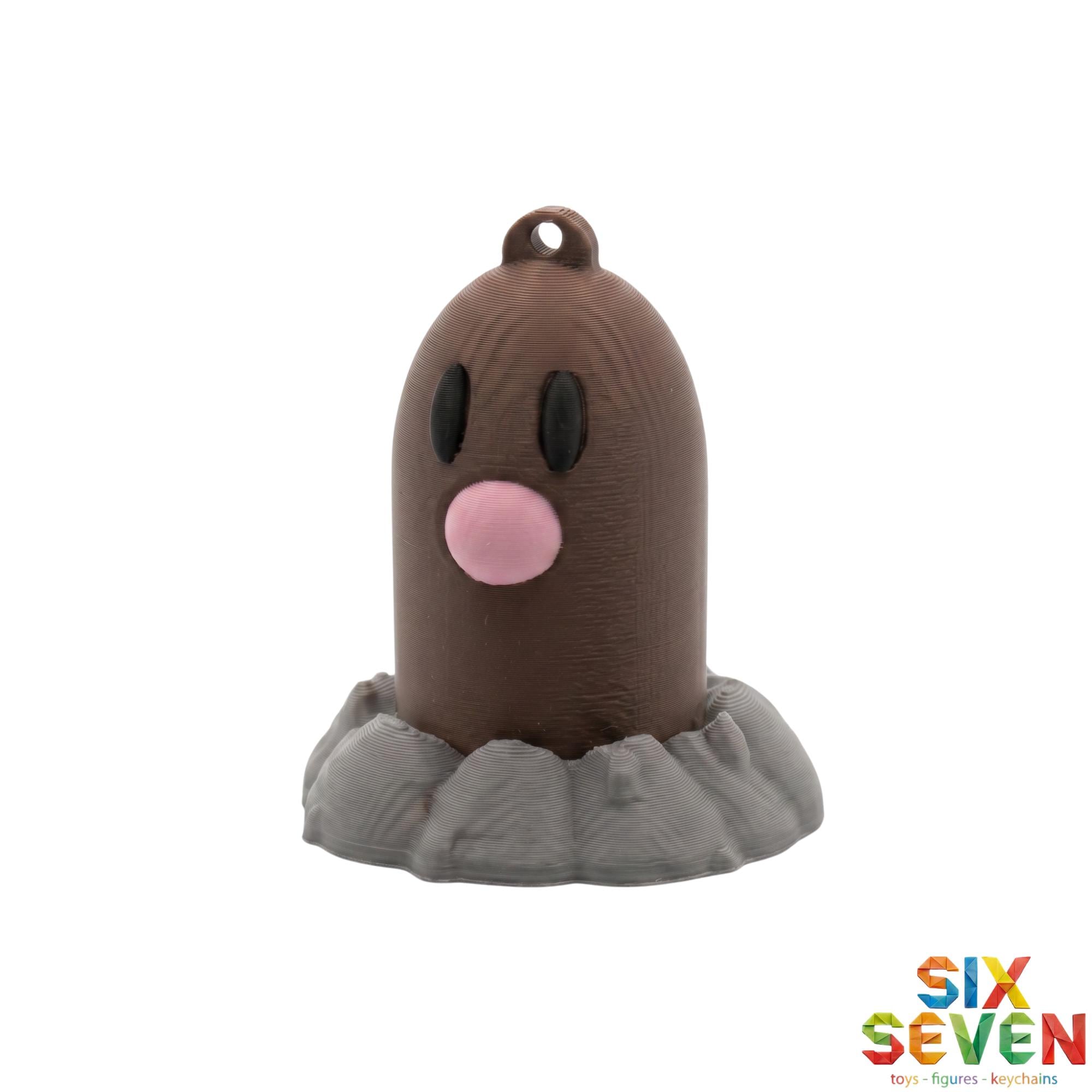 Pokemon Inspired Diglett Figure & Keychain