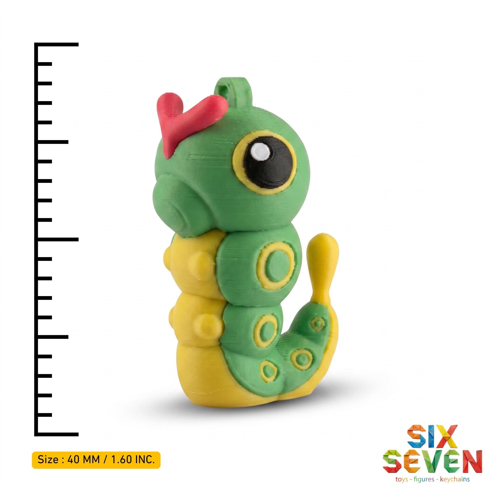 Pokemon Inspired Caterpie Figure & Keychain