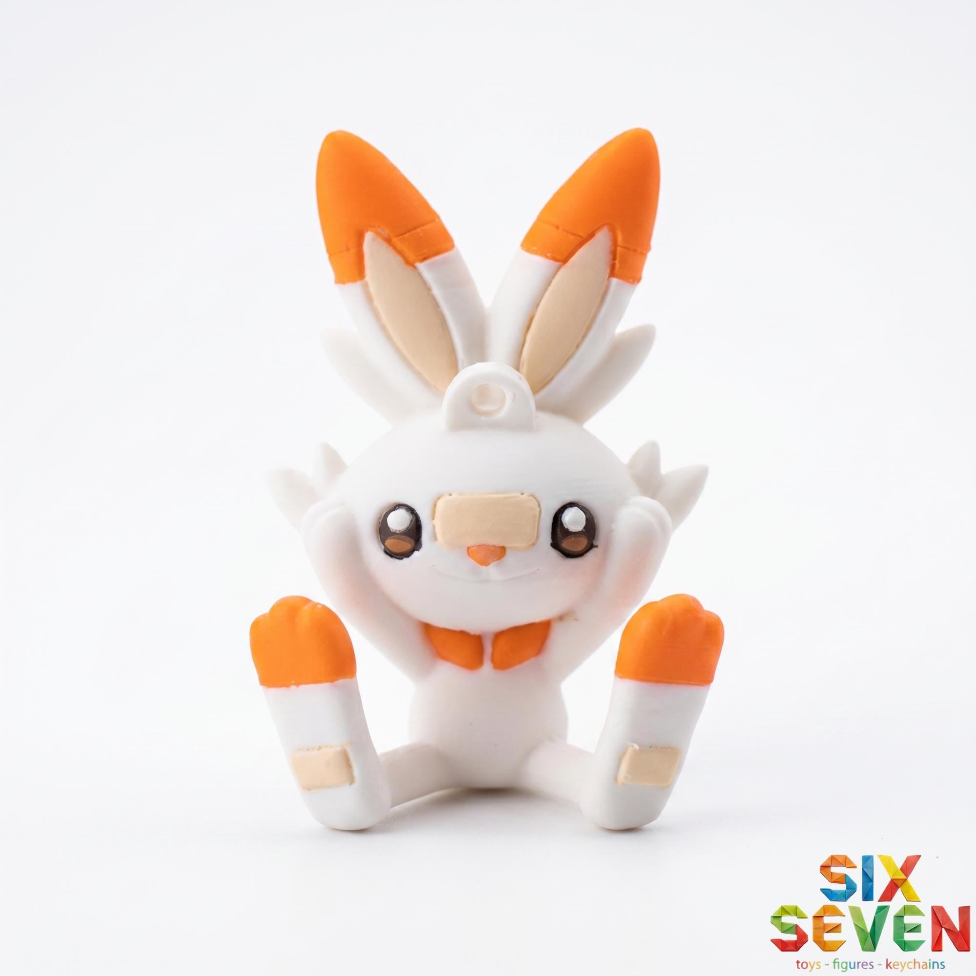 Pokemon Inspired Scorbunny Figure & Keychain