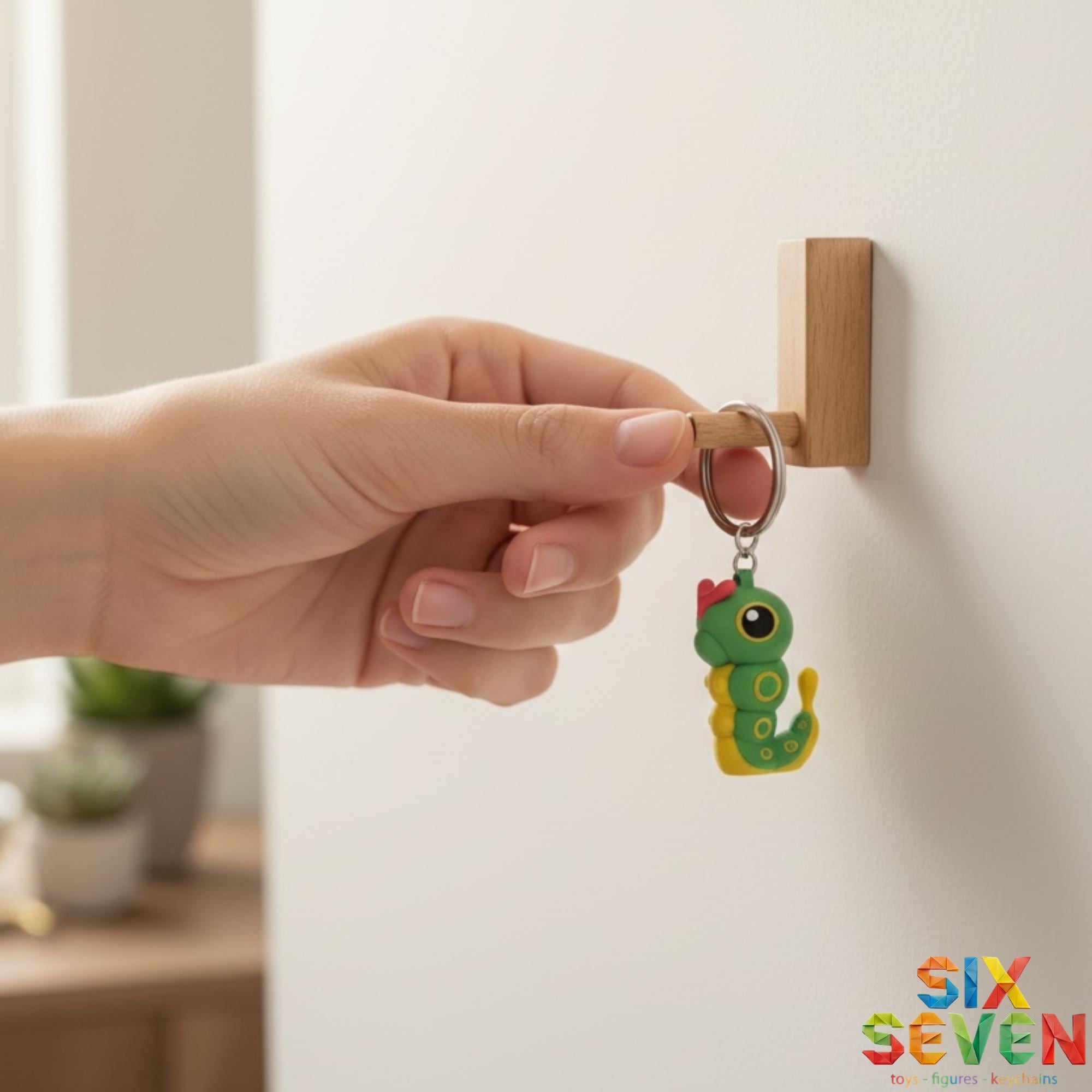Pokemon Inspired Caterpie Figure & Keychain