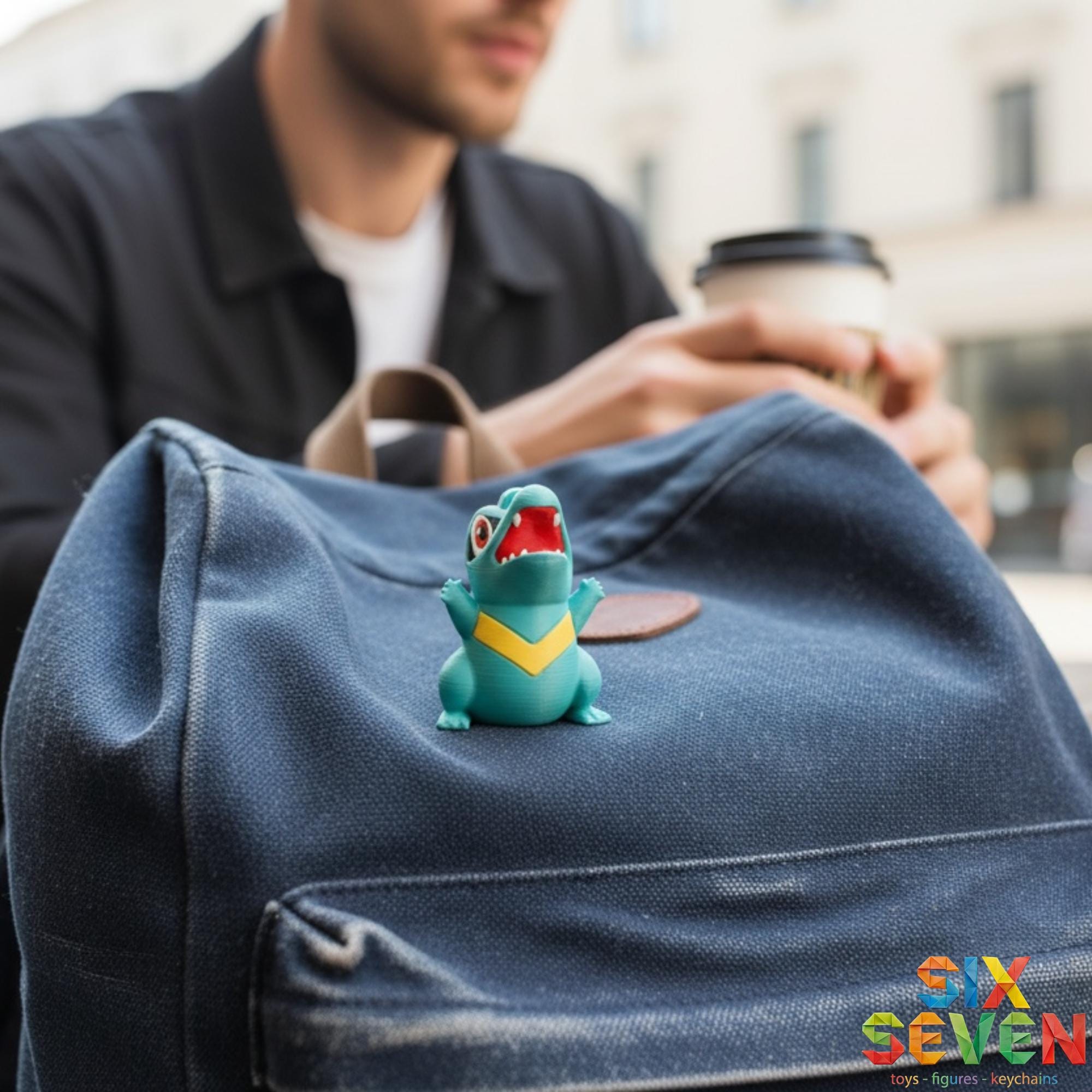 Pokemon Inspired Totodile Figure & Keychain