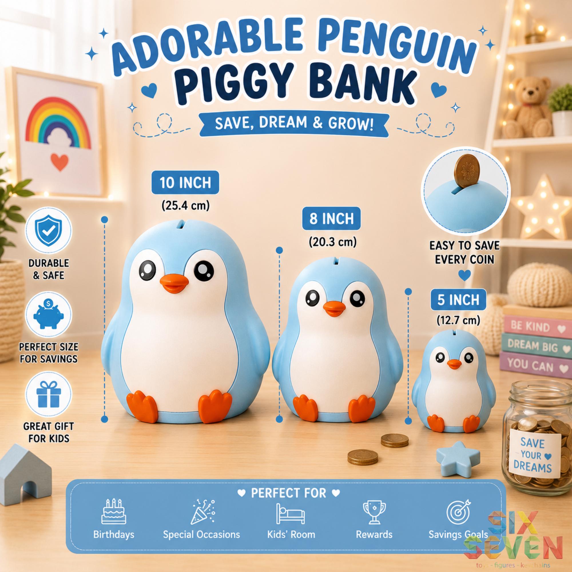 Penguin Piggy Bank for Kids