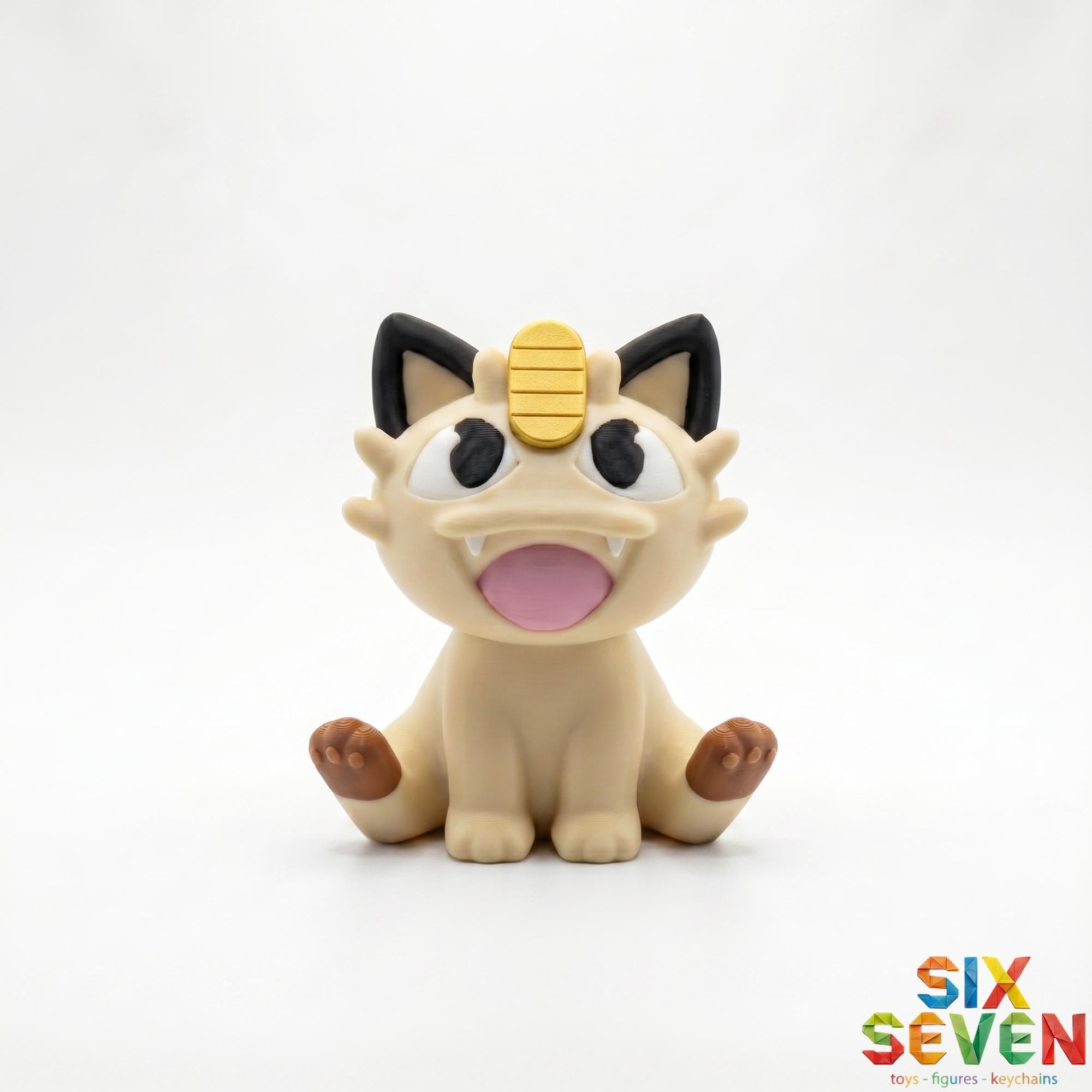 Pokemon Inspired Meowth Figure & Keychain