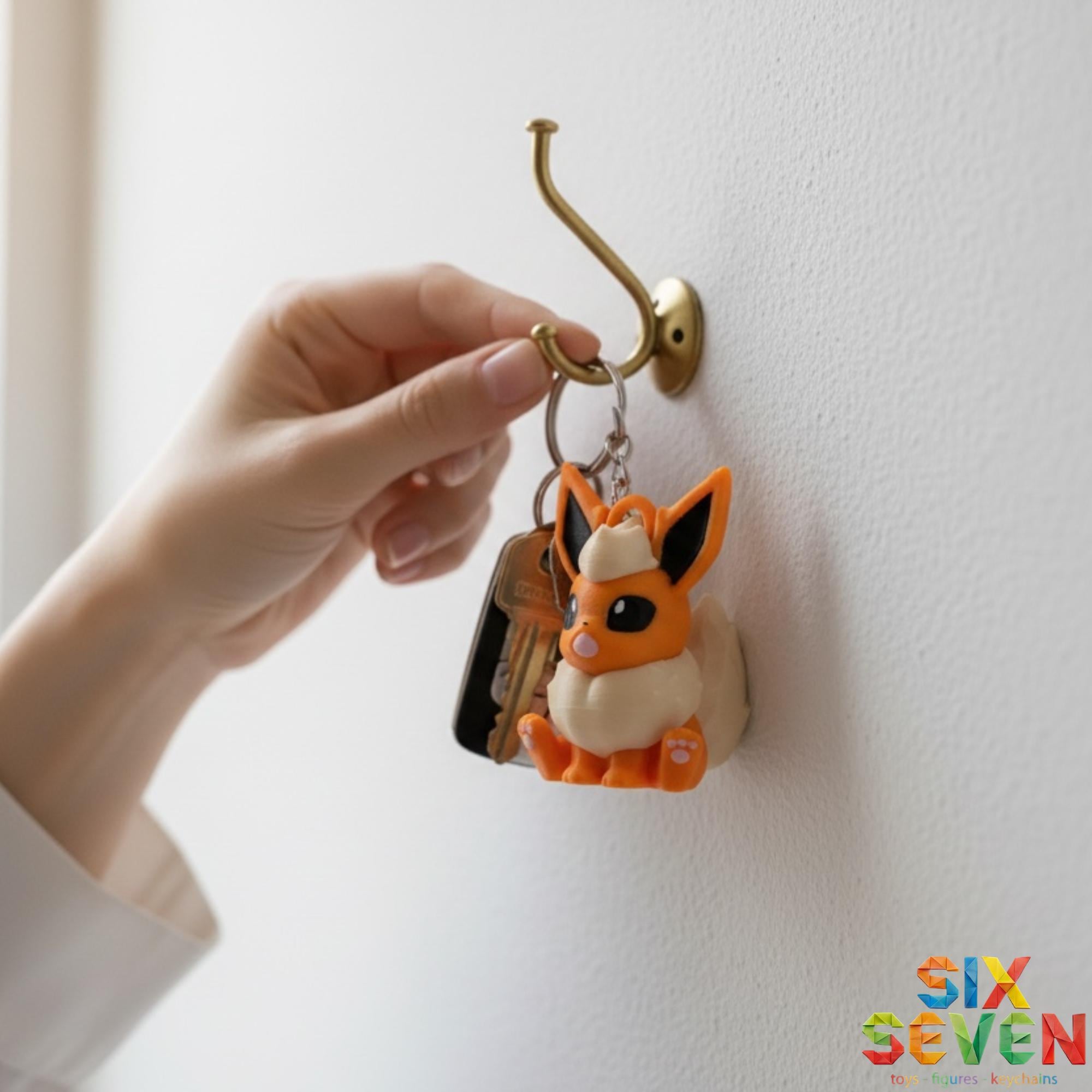Pokemon Inspired Flareon Figure & Keychain